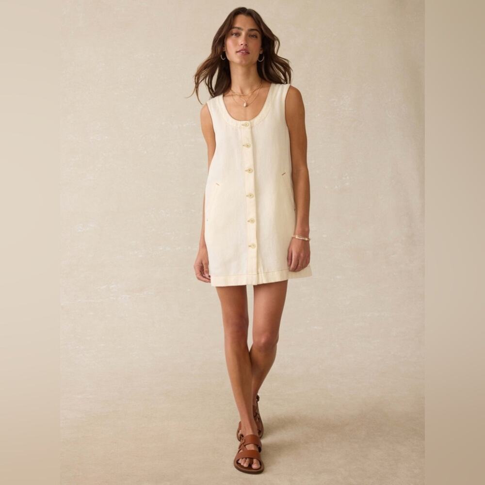 Faherty Linen Denim Malibu Mini Dress - Whitecliff Wash S - Picture 10 of 10